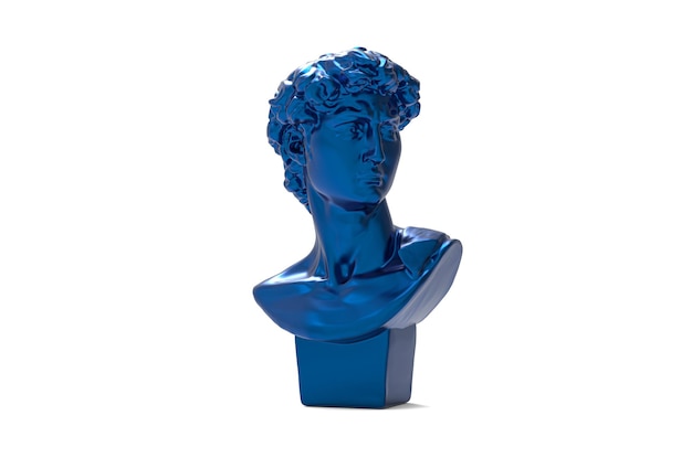 Gypsum statue of David's head Michelangelo's David statue plaster copy isolated on white background