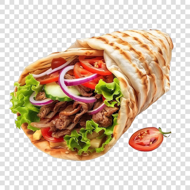 A gyro sandwich filled with savory meat and vegetables mediterranean food life style Authentic livin