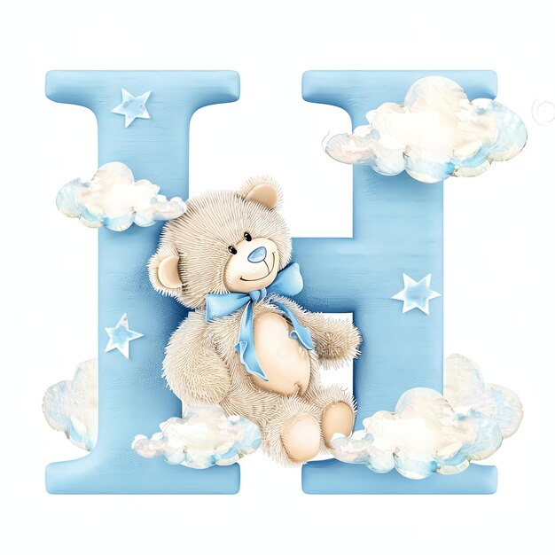 PSD h alphabet teddy bear