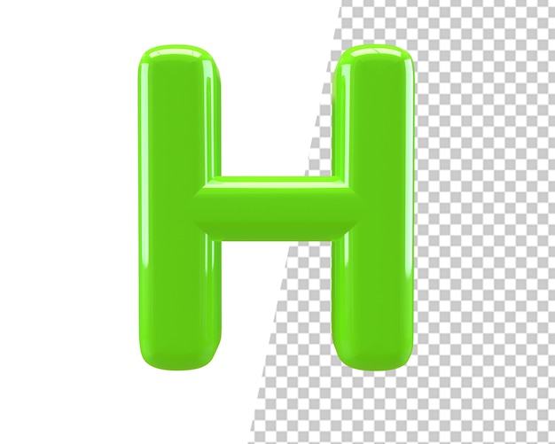 h letter green text 3d render