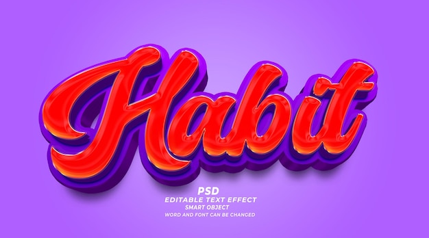 Habit 3d editable PSD text effect photoshop template