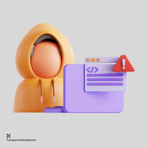 hacker 3d render illustration