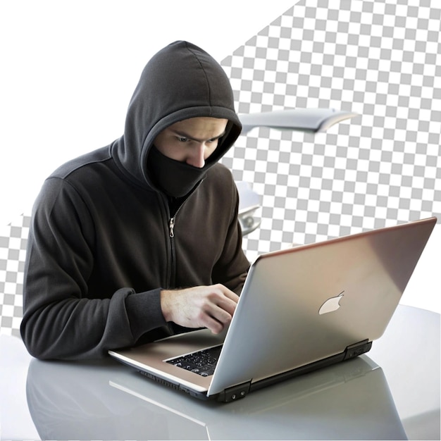 PSD hacker man on laptop