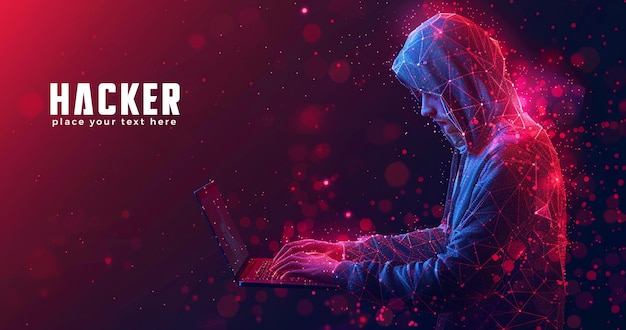 Hacker web banner template design for technology