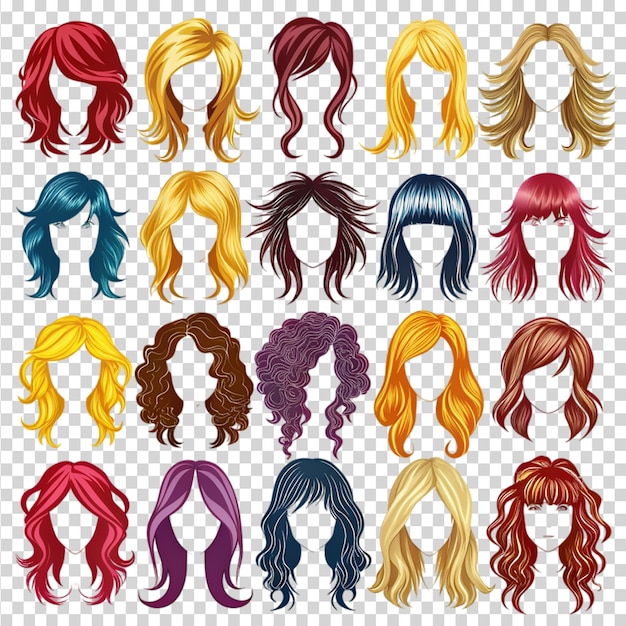 PSD hair silhouettes isolated on transparent background