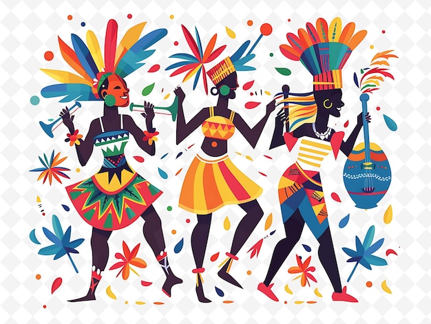 Haitian Carnival Participants Design Is Colorful and Energet Illustration Cutural Landscape View