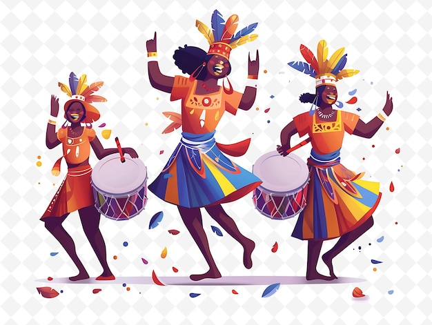 Haitian Vodou Dancers Performing Design Is Mystical and Spir Illustration Cutural Landscape View