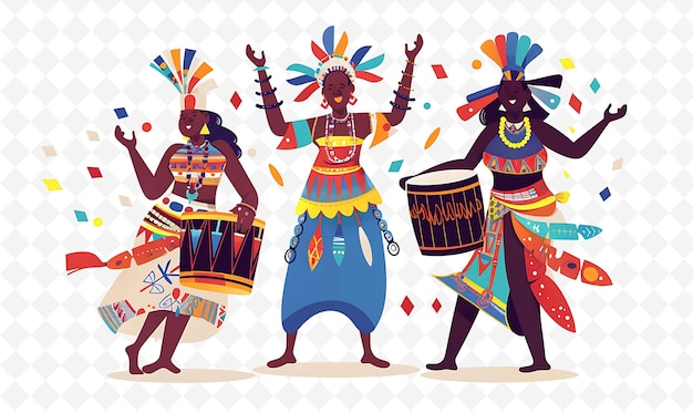 Haitian Vodou Dancers Performing Design Is Mystical and Spir Illustration Cutural Landscape View