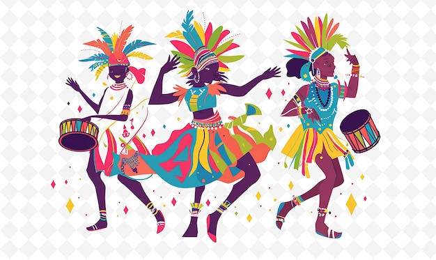 Haitian Vodou Dancers Performing Design Is Mystical and Spir Illustration Cutural Landscape View