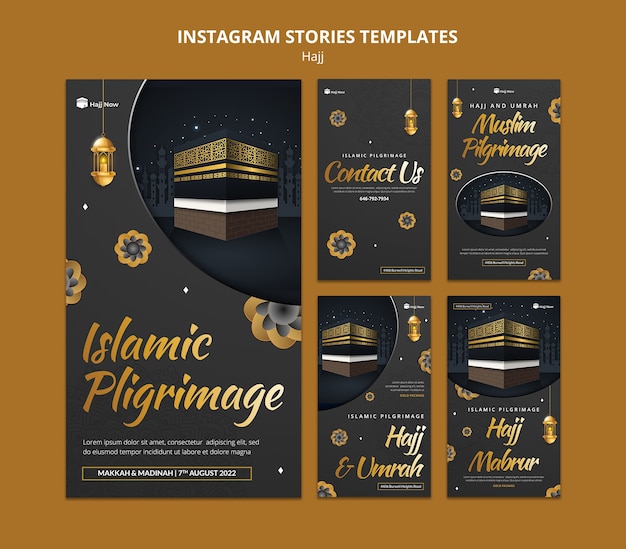 Hajj pilgrimage instagram stories collection with mecca