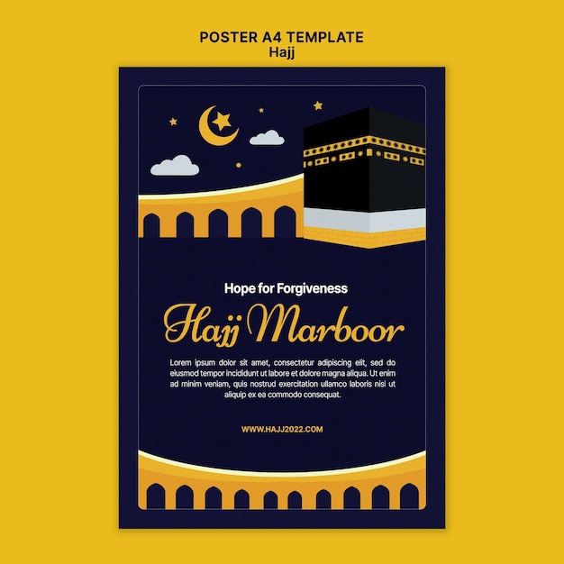 Hajj vertical poster template with mecca