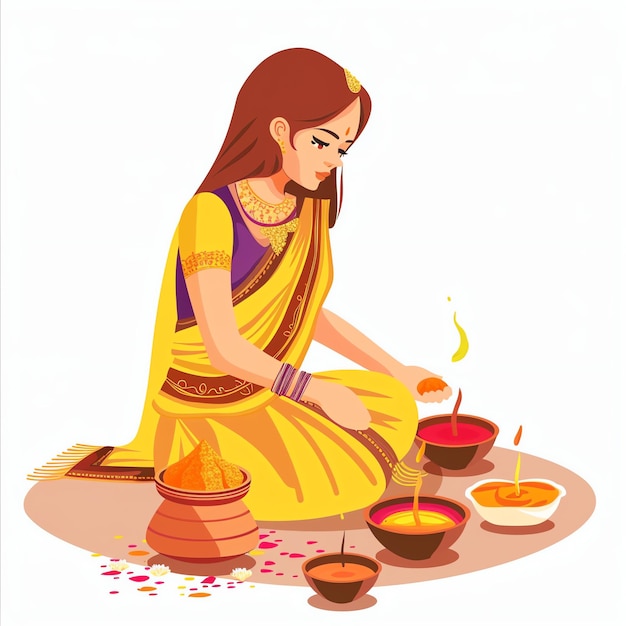 PSD haldikumkum indian illustration