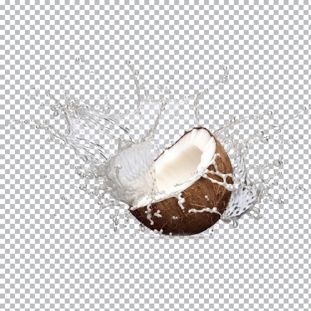 PSD a half of a coconut with a cracked surface and the word coconut on it