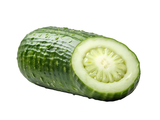 PSD a half of a cucumber is shown with a white background