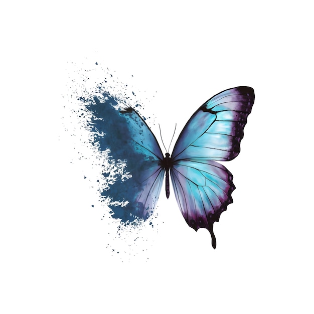 PSD half dissipated butterfly sublimation clipart