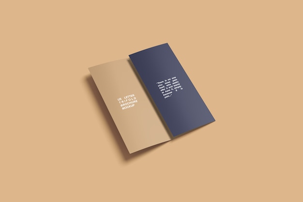 Half folding trifold brochure mockup