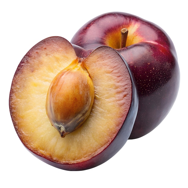 Half of the plum isolated on background