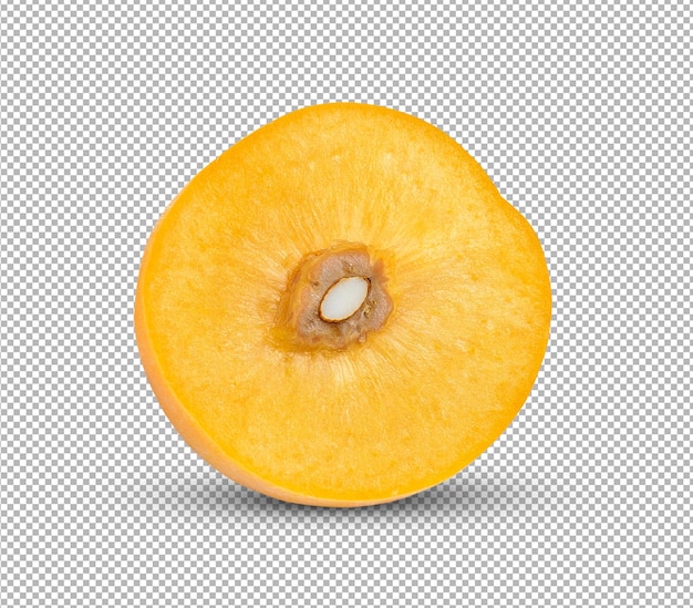 Half of ripe yellow peach on alpha layer