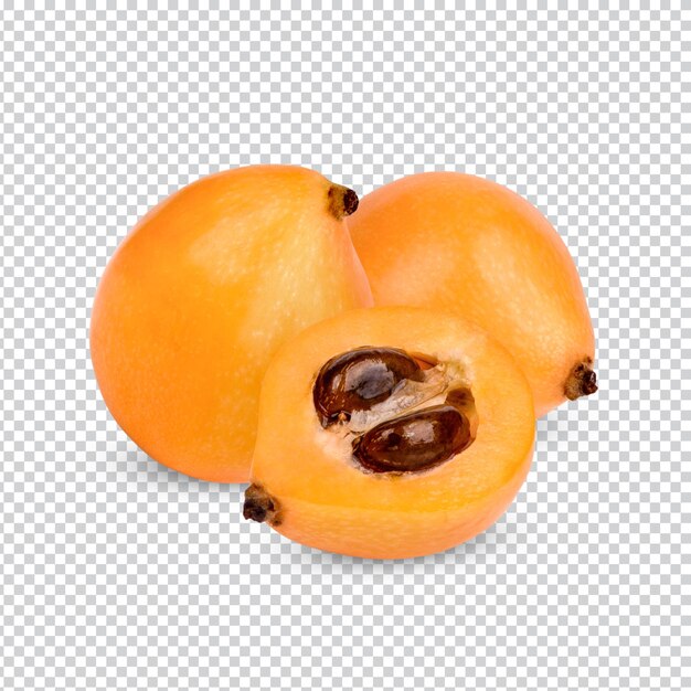 Half and whole ripe loquat fruits isolated Premium PSD