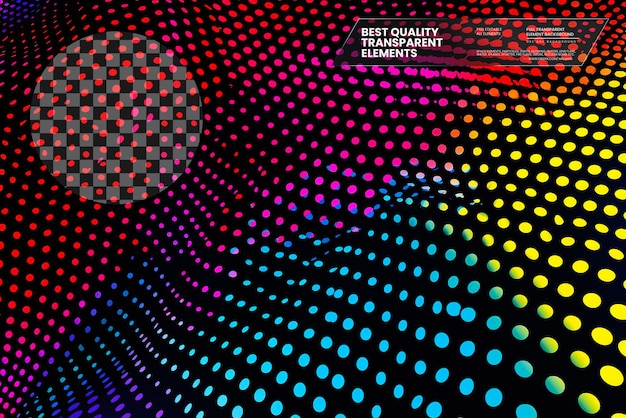 PSD halftone gradient pattern colorful dot texture round on transparent background