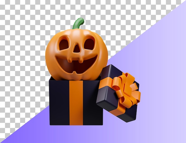 Halloween 3d icon. Pumpkin head jumps out. Realistic 3d pumpkin with scary smiles on his face.