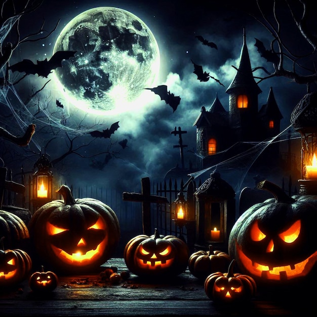 PSD halloween background scary pumpkins