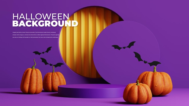 Halloween background with podium for product display 3d rendering