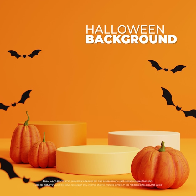 Halloween background with podium for product display 3d rendering