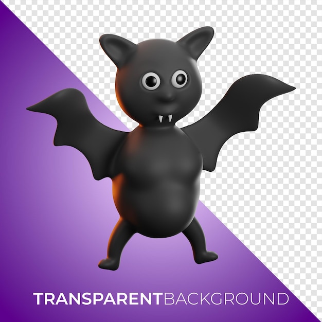 Halloween bat icon 3d rendering on isolated background transparent PNG