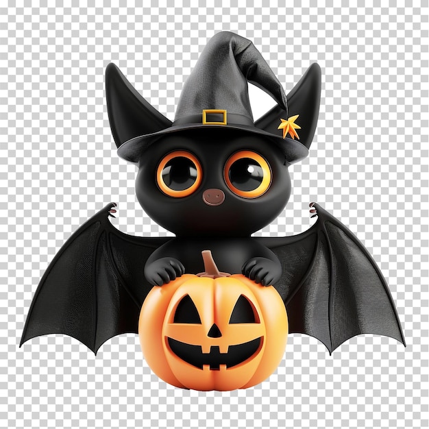 PSD a halloween bat with a pumpkin transparent background