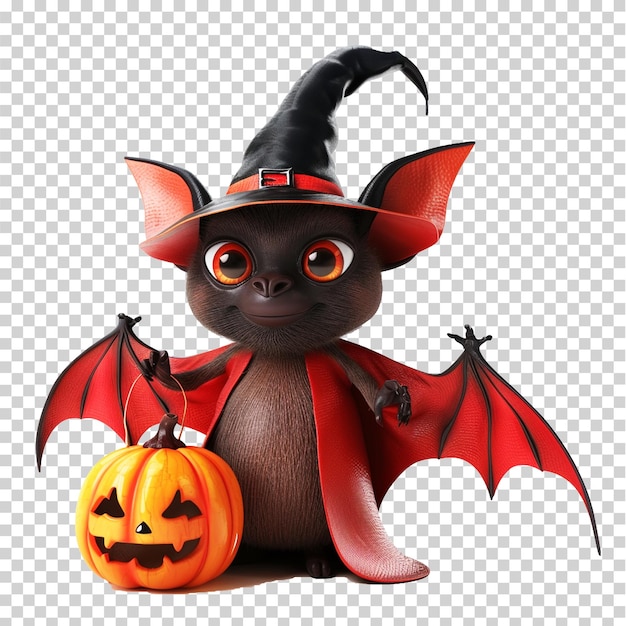 A halloween bat with a pumpkin Transparent background