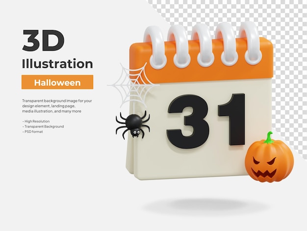 halloween calendar 3d icon halloween illustration