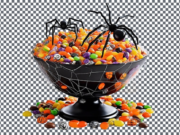 PSD halloween candy feast bowl isolated on transparent background