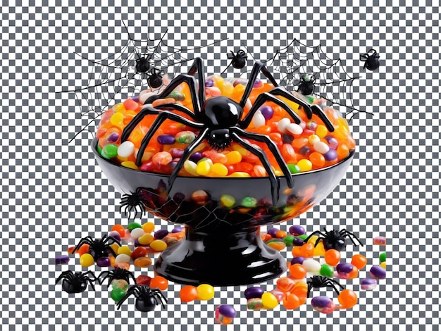 PSD halloween candy feast bowl isolated on transparent background