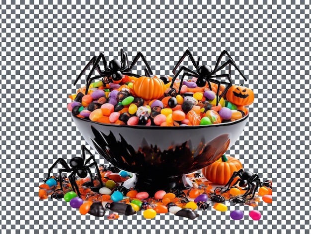 PSD halloween candy feast bowl isolated on transparent background