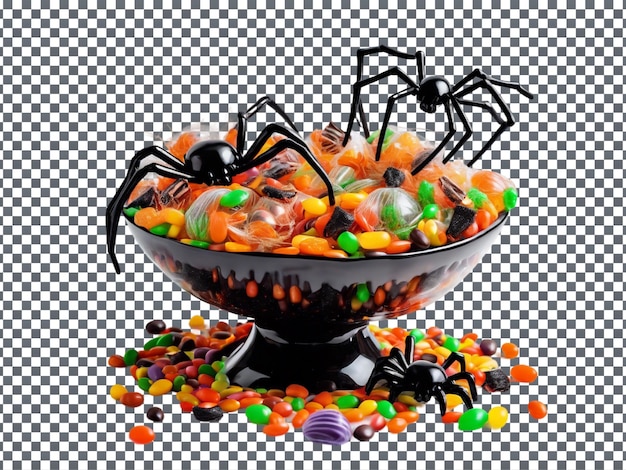 PSD halloween candy feast bowl isolated on transparent background