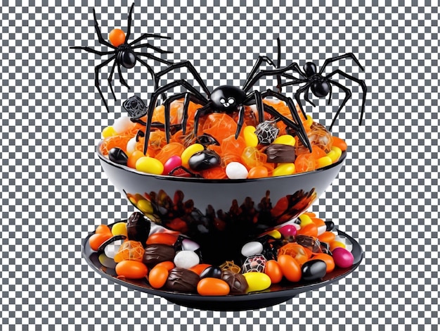 PSD halloween candy feast bowl isolated on transparent background