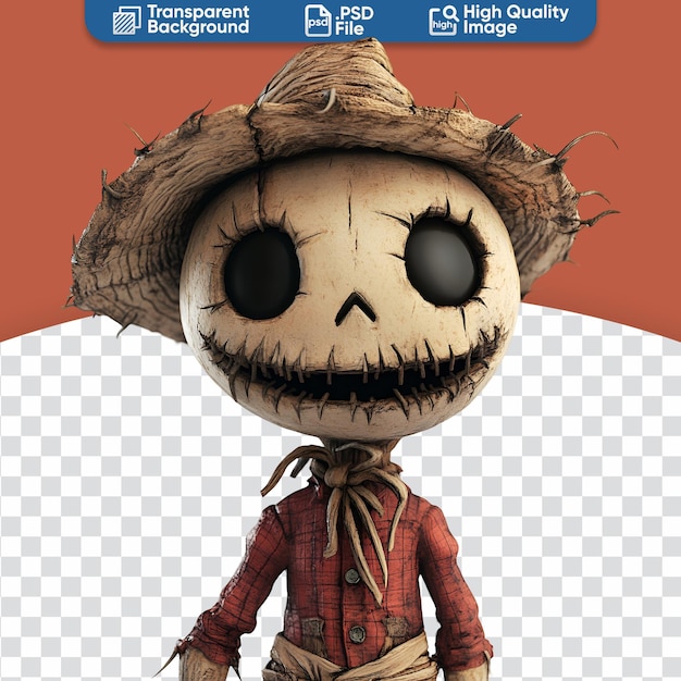 Halloween Cartoon Character of a Scary Scarecrow in 3D Render