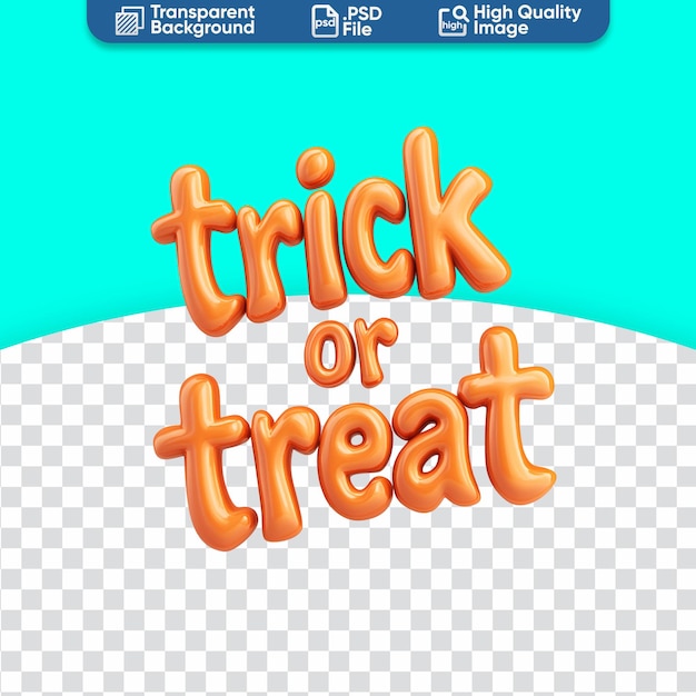 PSD halloween celebration featuring a speech bubble with trick or treat in 3d text