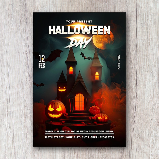 PSD halloween celebration flyer template