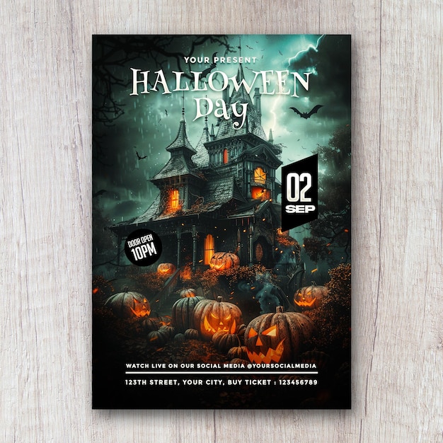 PSD halloween celebration flyer template