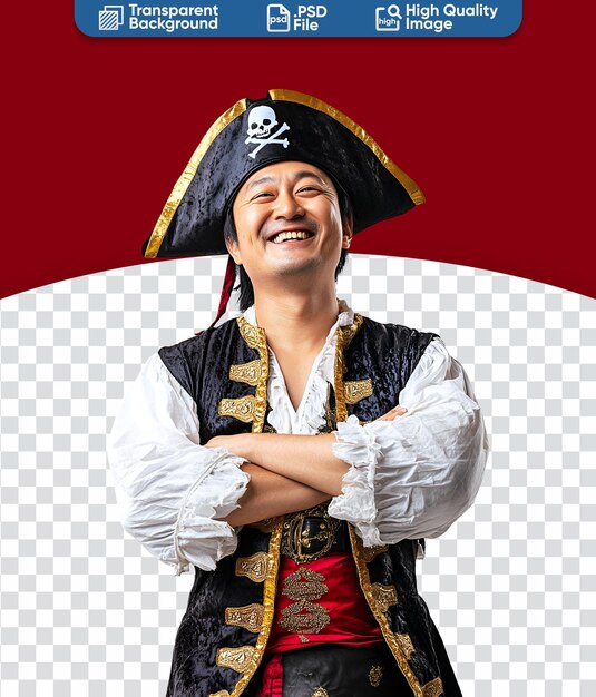 PSD halloween celebration photo of an asian man dressed as a pirate