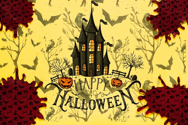 Halloween concept background with haunted house