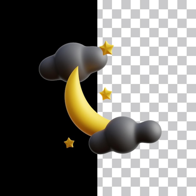 Halloween Crescent moon and star 3D icon