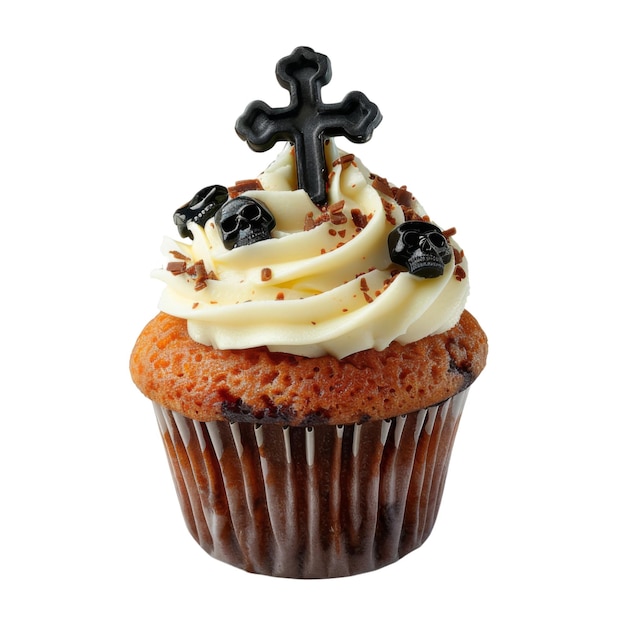 Halloween Cupcake with Cross and Skulls