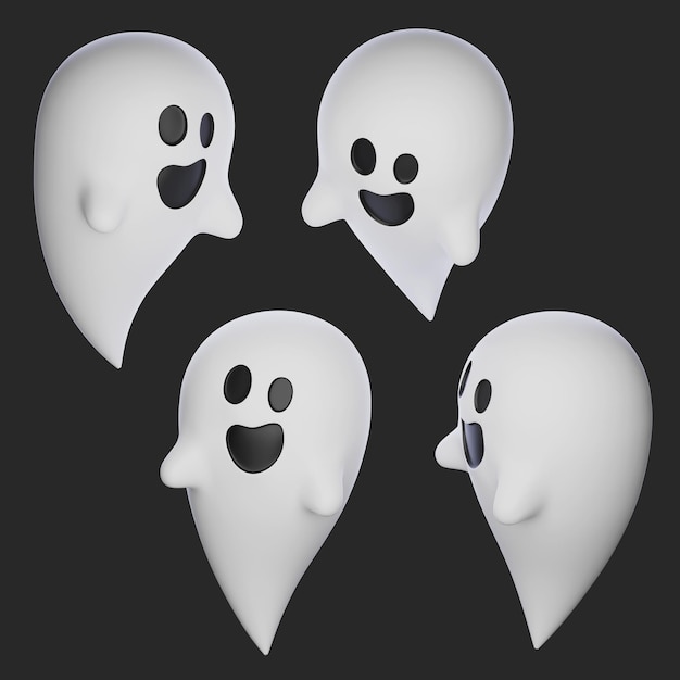 PSD halloween cute spooky ghost character 3d images