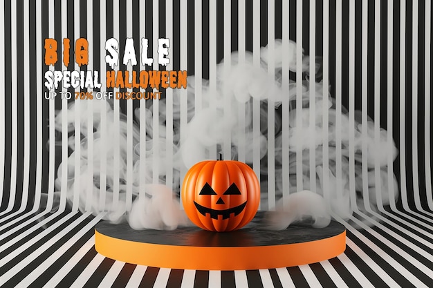 PSD halloween elegant and natural podium with stage display mockup for show product presentation