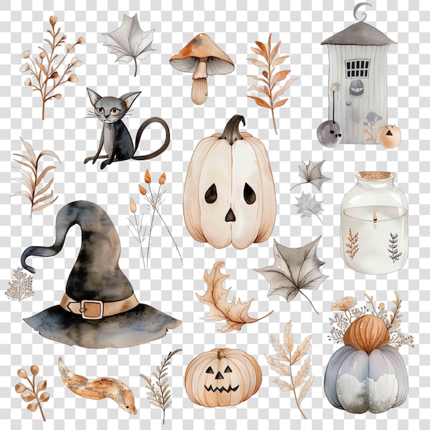 halloween element collection for halloween greeting card cliparton transparent background