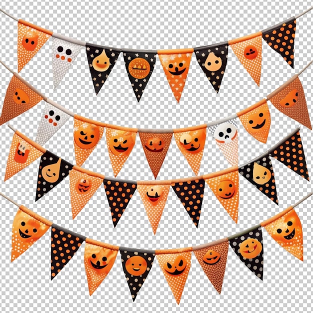 Halloween flags for decoration on transperent background