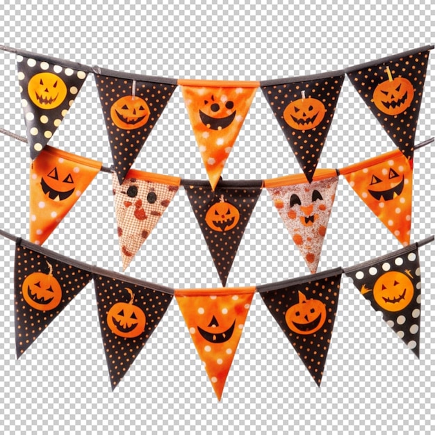 Halloween flags for decoration on transperent background